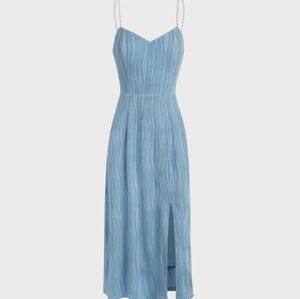 Rihoas | Blue Wave Textured Pearl Strap Dress